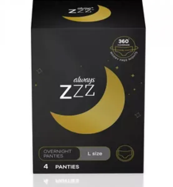 Always ZZZ Disposable Overnight Period Underwear for Women Size L 4 pc