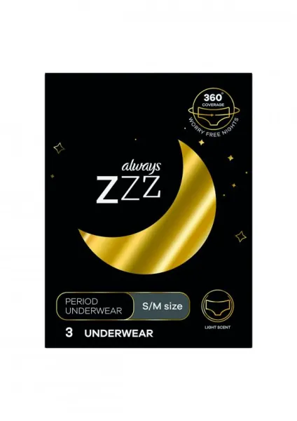 Always ZZZ Disposable Overnight Period Underwear for Women Size S 3 pc
