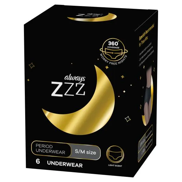 Always ZZZ Disposable Overnight Period Underwear for Women Size S 6 pc