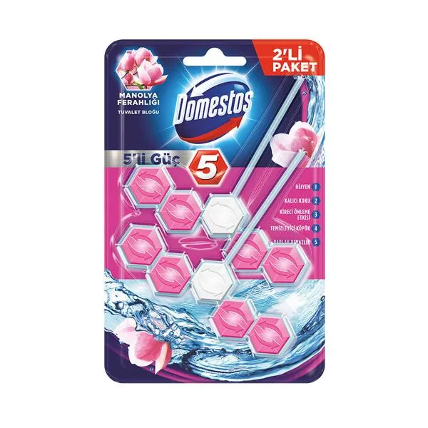 Domestos 5-Way Power Toilet Block Magnolia Freshness 110 gr