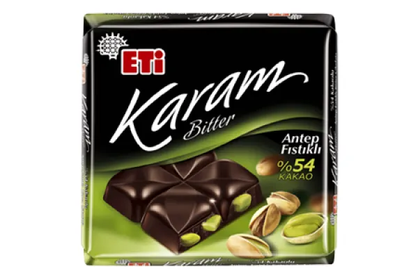 ETİ Karam Bitter Chocolate with 54% Cocoa and Pistachio 80 gr