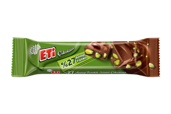 ETİ Milk Chocolate with 27% Pistachio 30gr