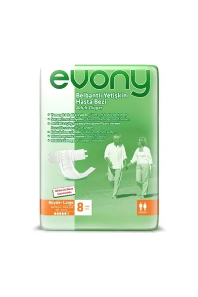 Evony Adult Diapers Large 8 pc