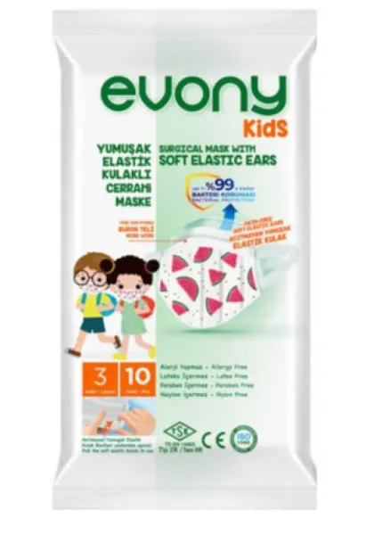 Evony Soft Elastic Ear Surgical Mask Kids 10 pcs