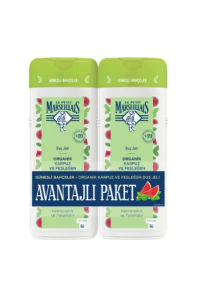 Le Petit Marseiliais Organic Watermelon and Basil Shower Gel Advantage Pack 2x400 ml