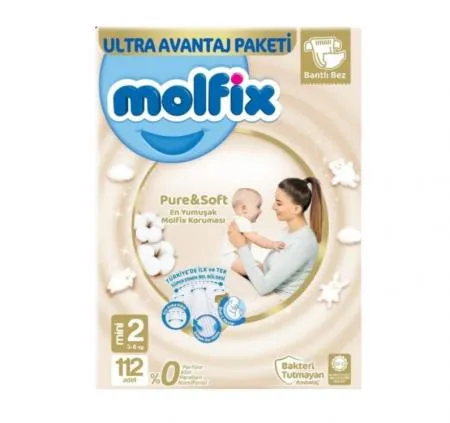 Molfix Pure&Soft Baby Diaper Ultra Advantage Package No2 112 pcs