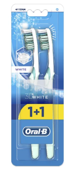 Oral B 3D White Medium Toothbrush 1+1 pcs