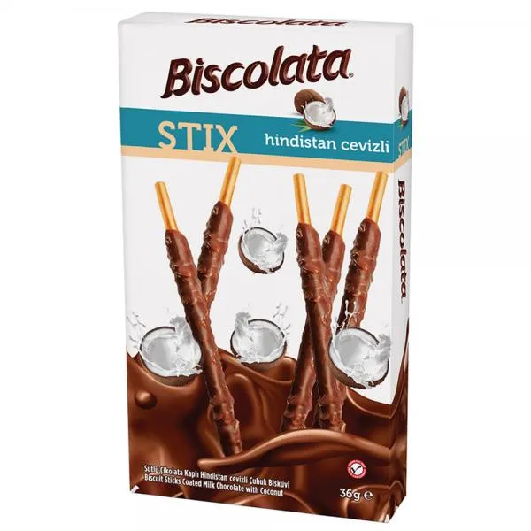Şölen Biscolata Stix Milk Chocolate Coated Stick Biscuit Coconout 36 gr