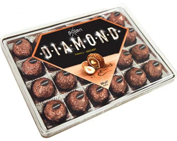 Şölen Dıamond Milk Chocolate Coated Wafer with Whole and Hazelnut Cream 300 gr
