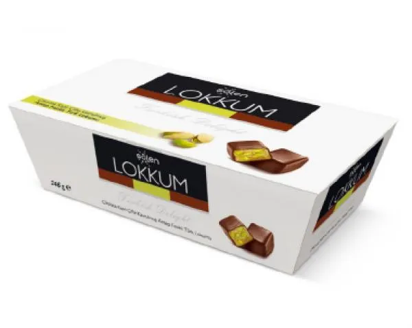 Şölen Lokkum Milk Chocolate Coated Turkish Delight with Pistachio 246 gr