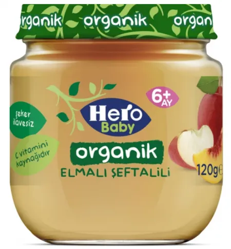 Ülker Hero Baby Organic Apple Peach Baby Food 120 gr