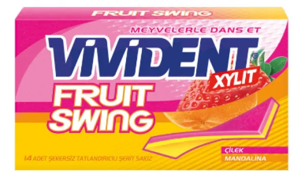 Vivident Fruit Swing Strawberry&Mandarin Flavored Gum 26 gr