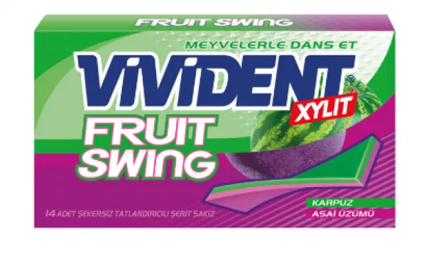 Vivident Fruit Swing Watermelon&Asai Grape Flavored Gum 26 gr